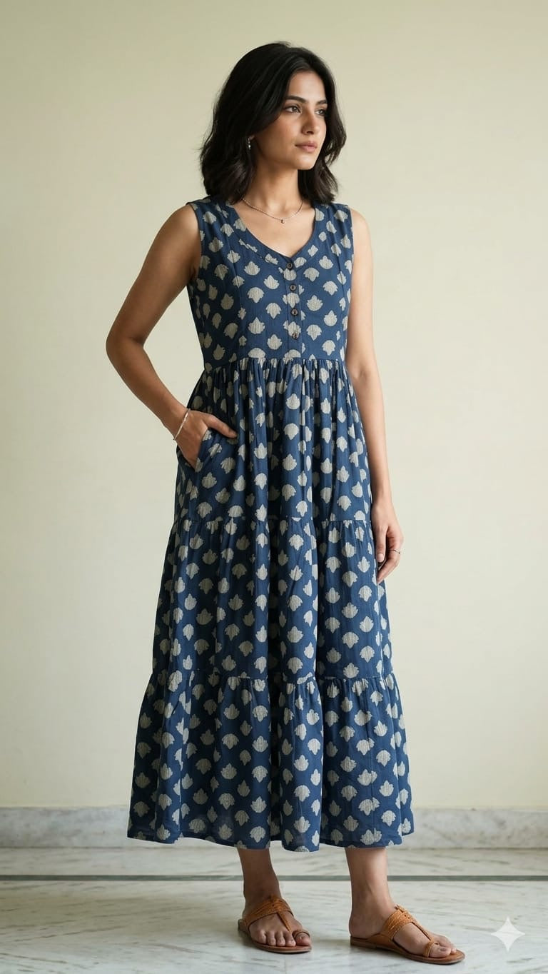 Indigo Kamal Tier Dress